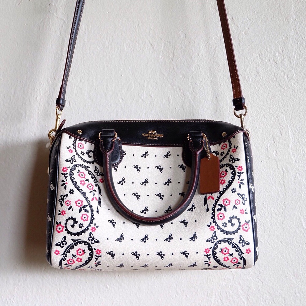 Coach patterned red white and blue crossbody bag